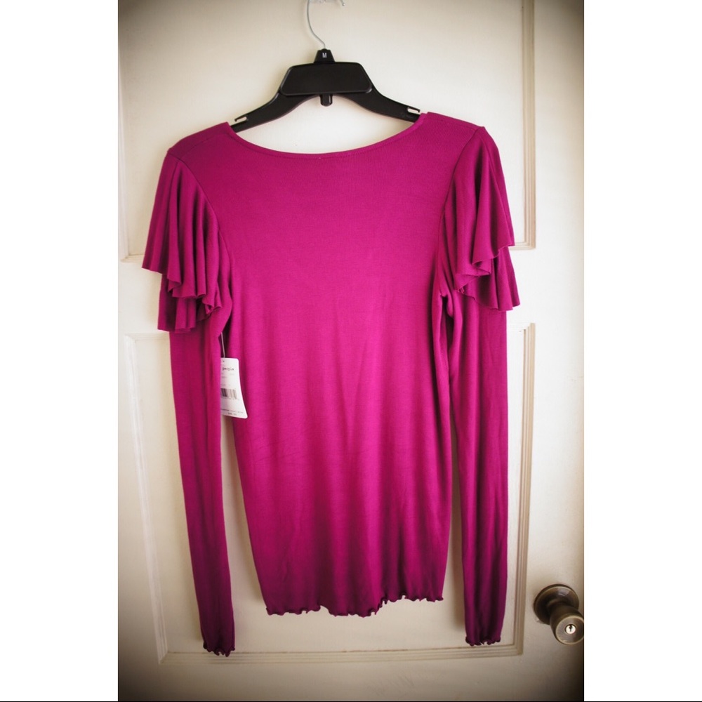 Free People On Rewind Ruffle Lettuce Edge Trim Top - Picture 7 of 7